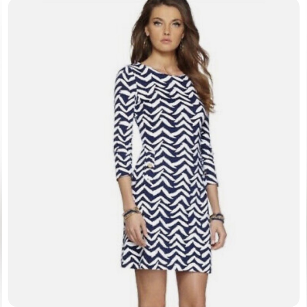 LILLY PULITZER Charlene I Got Lucky Midi Dress in Navy & White, Size XL